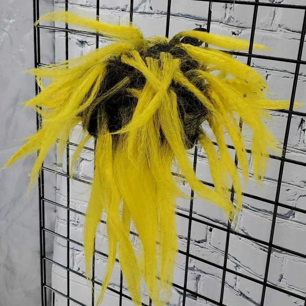 Halloween Costume Hair Wig black wig with yellow frizzy hair